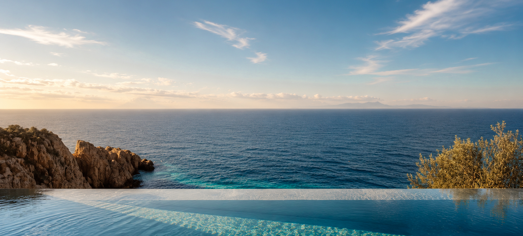 Infinity pool facing open sea
